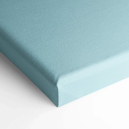 Light blue canvas wrap with a smooth texture, stretched tightly over a square wooden frame for wall art display.