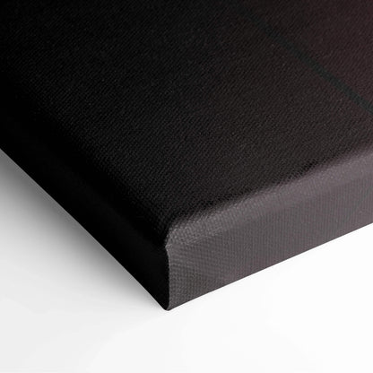 Black wrapped canvas corner with textured surface for wall art decor.