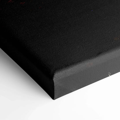 Black stretched canvas wall art with a wrapped edge and subtle textured surface.