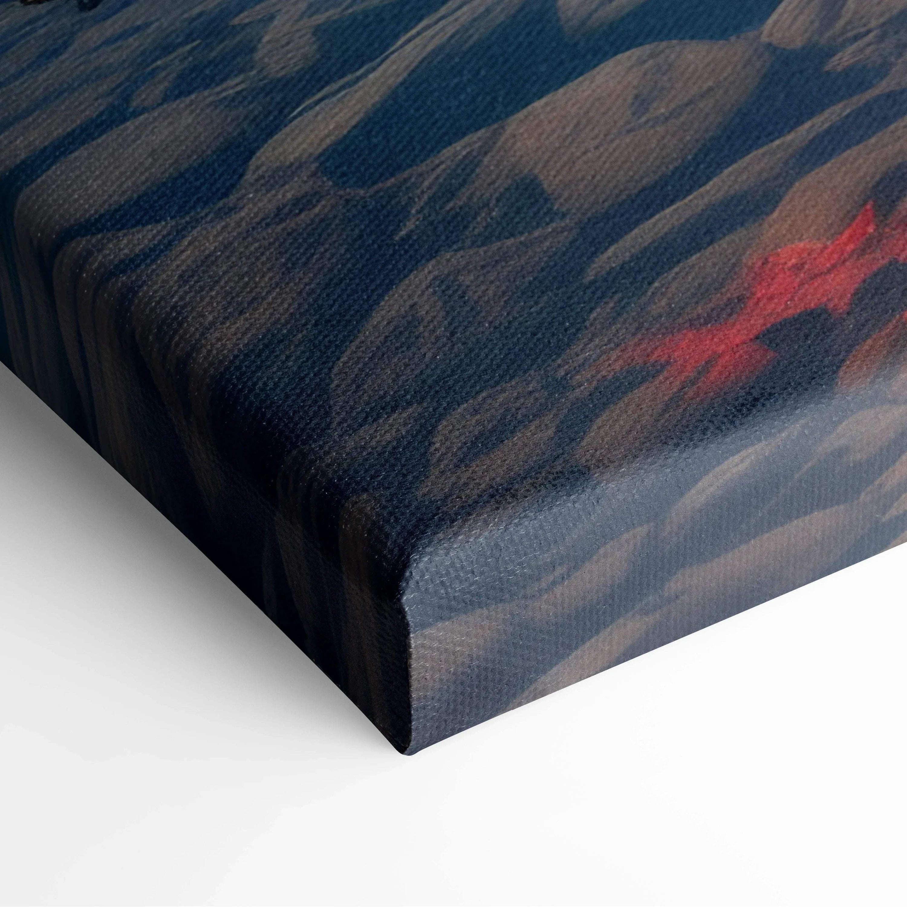 Canvas wall art featuring vibrant red, orange, and gold autumn leaves in digital art style.