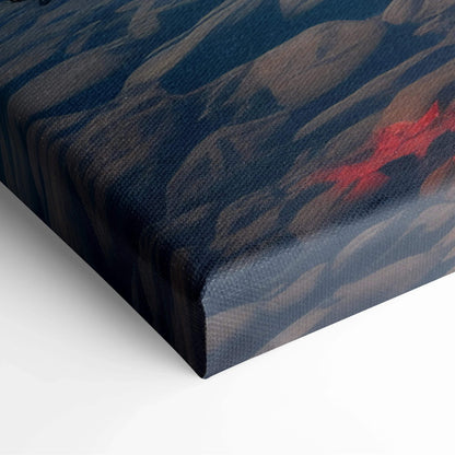 Canvas wall art featuring vibrant red, orange, and gold autumn leaves in digital art style.