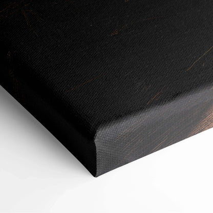 Close-up of black canvas art edge with subtle texture, showcasing high-quality wall art material.