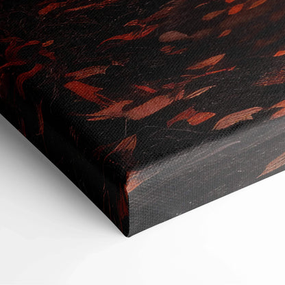 Dark canvas art featuring deep red and orange autumn leaves for vibrant wall art decor.
