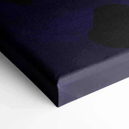 Dark navy textured canvas print of purple galaxy with glowing black hole