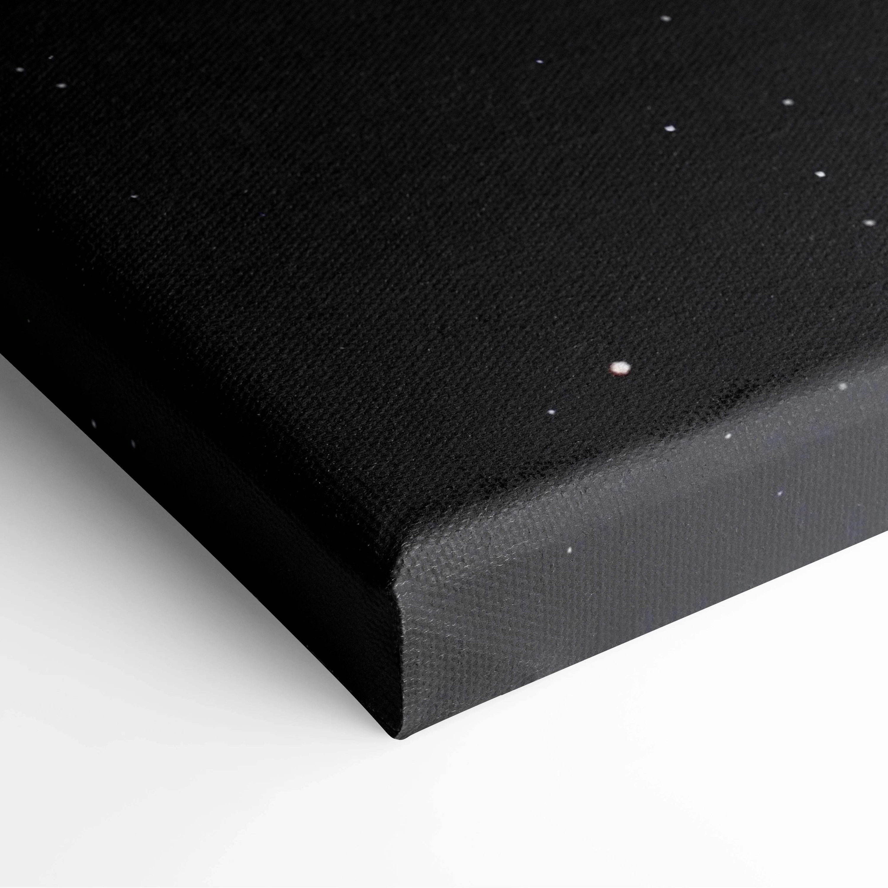 Black starry canvas back of Cinematic Half-Lit Moon Wall Art