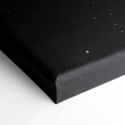Black starry canvas back of Cinematic Half-Lit Moon Wall Art