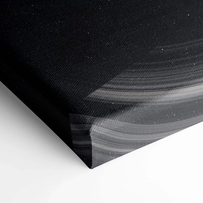 Black cosmic canvas print of ringed gas giant and Earth-like planet