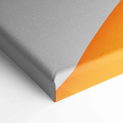 Gray orange textured canvas art with fluid shapes on soft gray backdrop