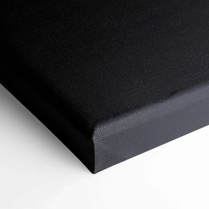 Black textured canvas print of minimalist navy silhouette shoreline with moon glow