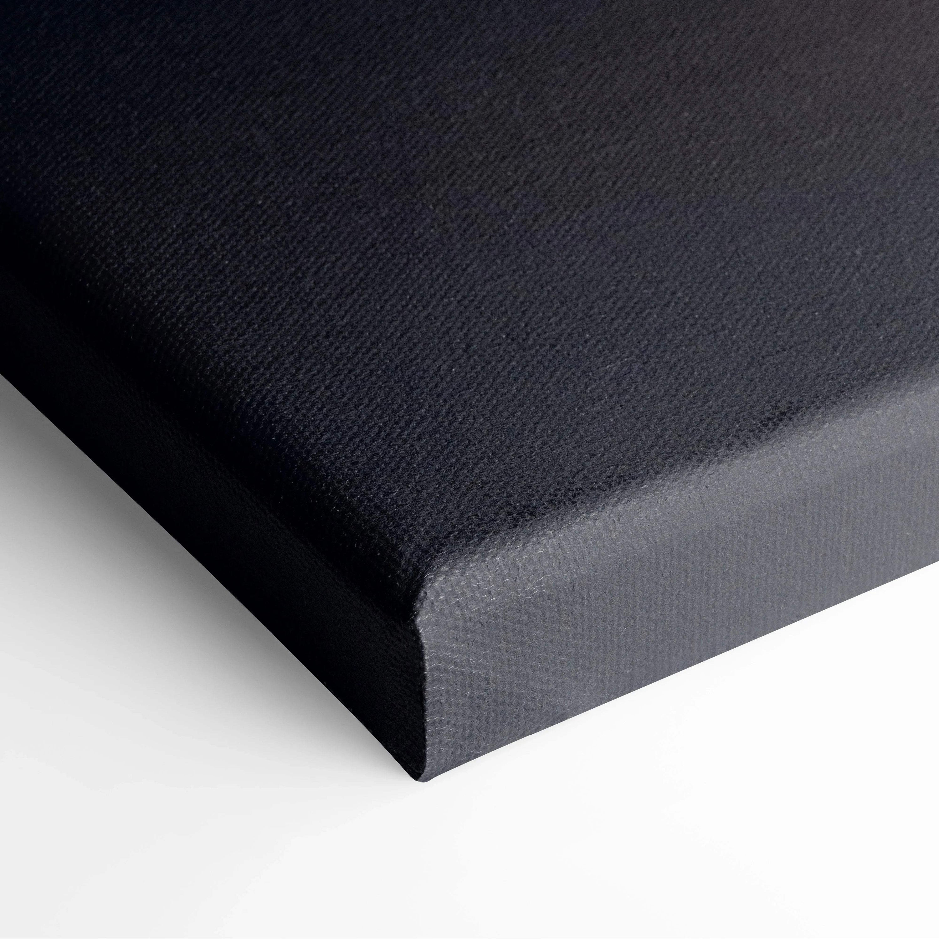 Black textured canvas print of moody minimal 3D cubes spheres in navy charcoal amber