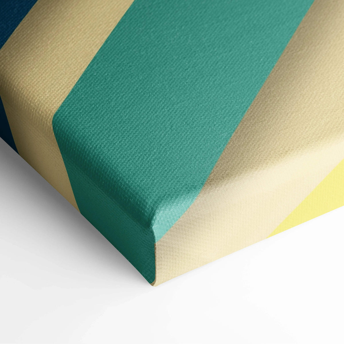 Gift wrapped in textured gold teal paper with diagonal stripes