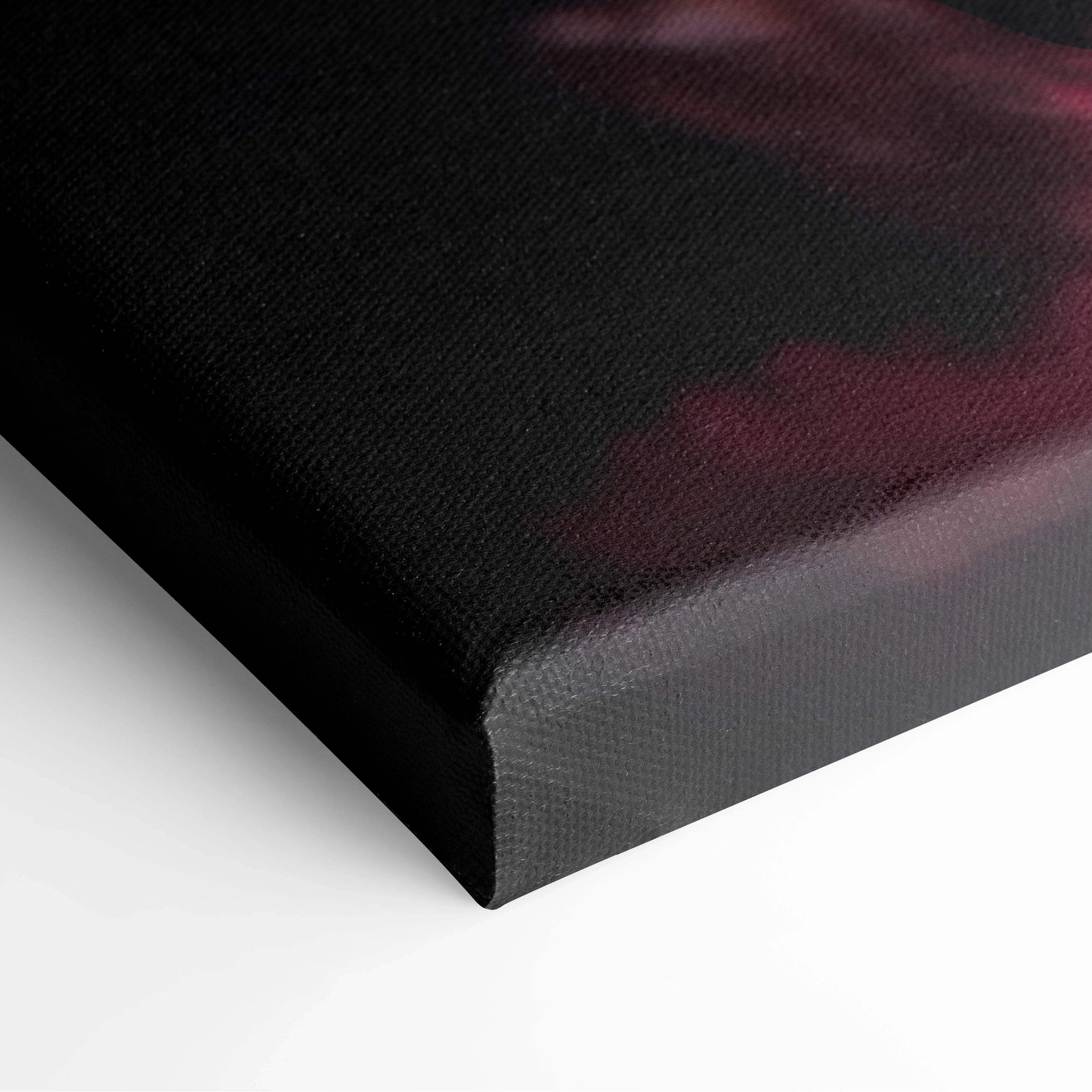 Black canvas print back with subtle maroon abstract glowing sword design