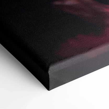 Black canvas print back with subtle maroon abstract glowing sword design