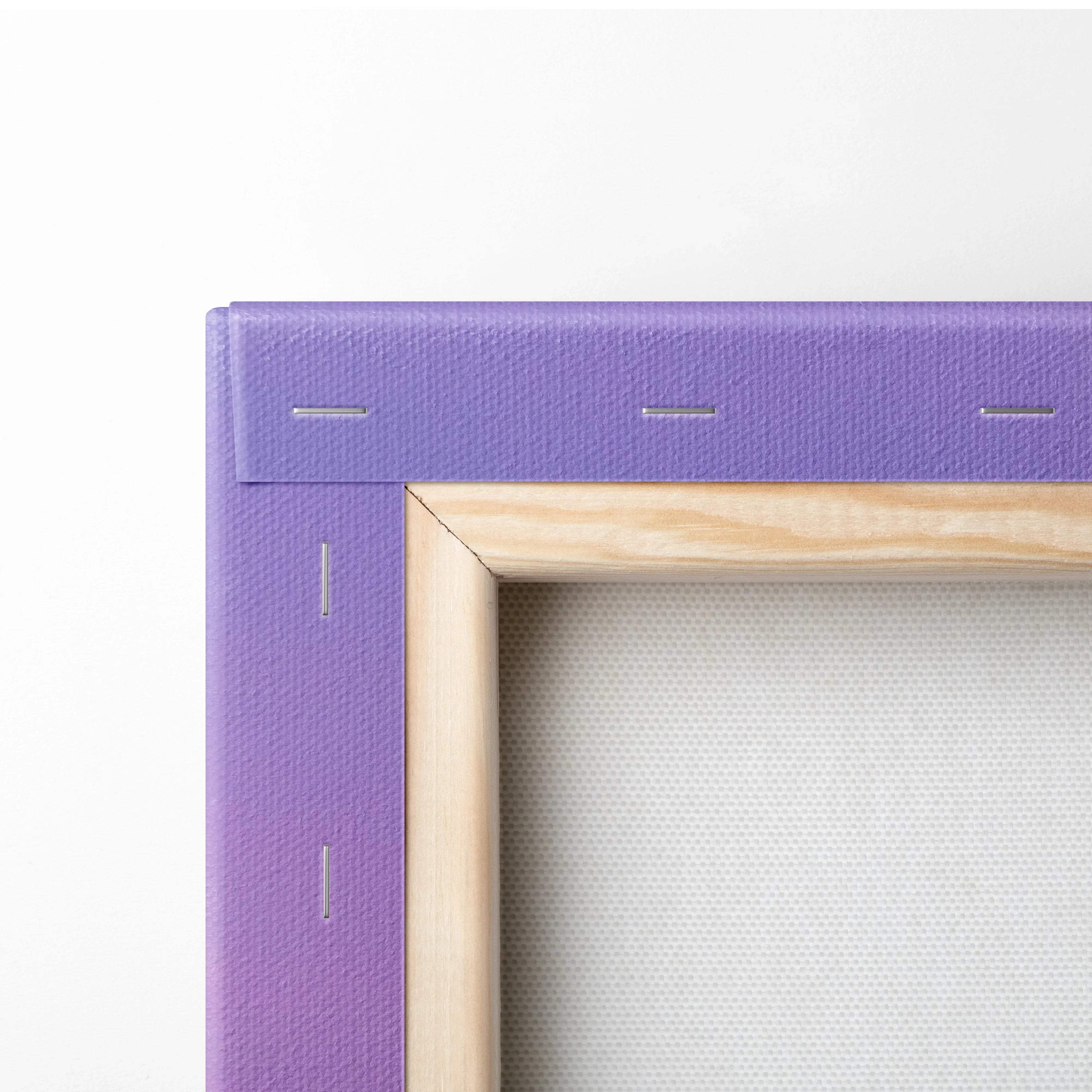 Serene Twilight Mount Fuji canvas art in purple frame with light wood border