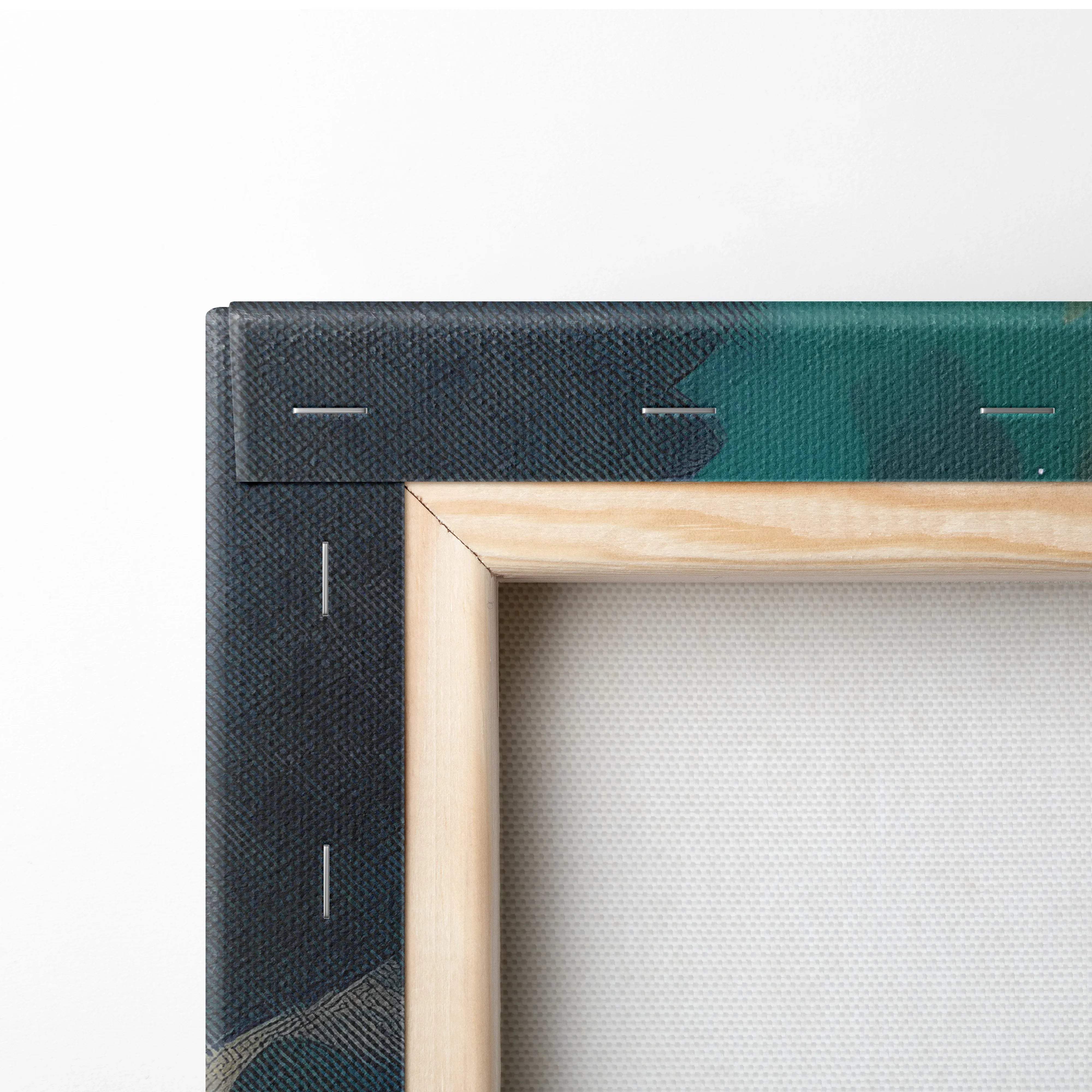 Minimalist wooden frame with dark textured border for surreal night seascape canvas