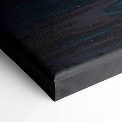 Black textured canvas with blue accents in Surreal Night Seascape art