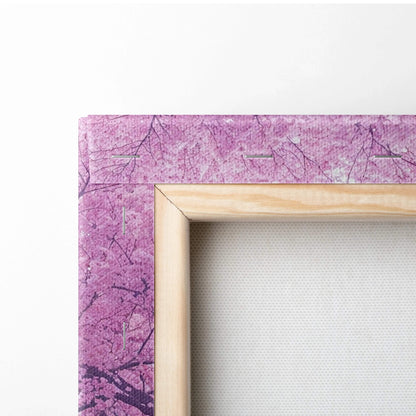 Wooden frame with purple cherry blossom pattern for dreamy valley canvas art