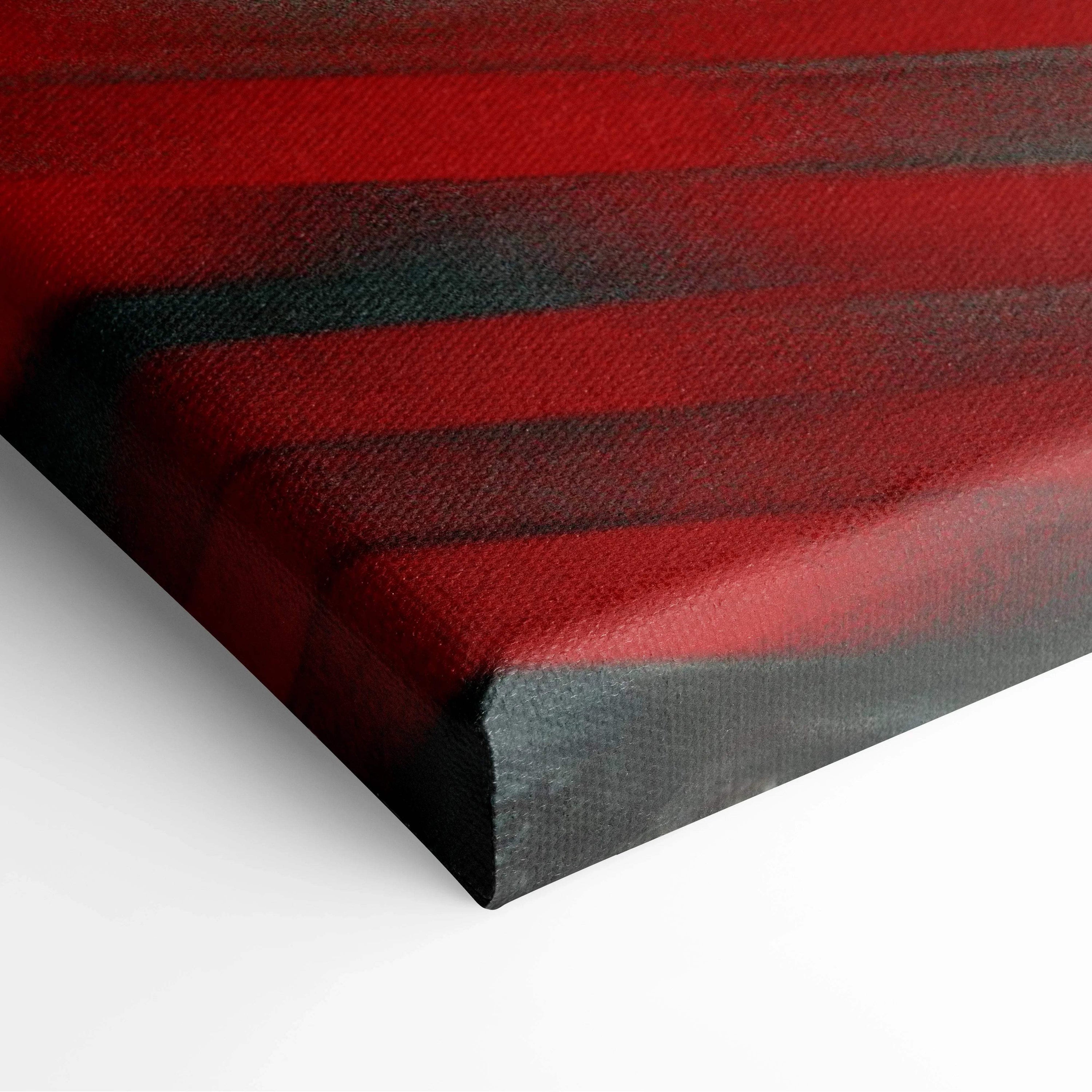 Fierce lava dragon canvas art in red black stripes textured woven fabric