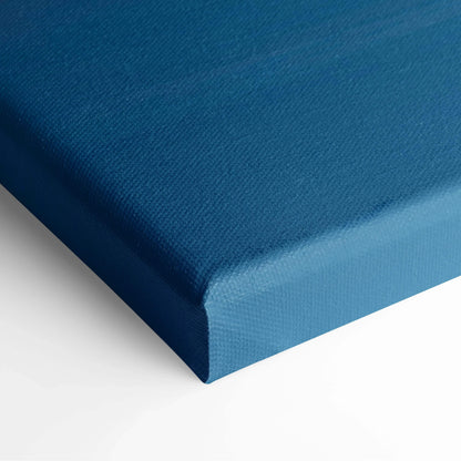 Deep blue textured canvas with minimalist fisherman silhouette art