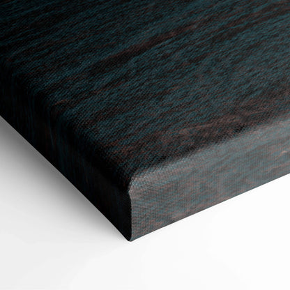 Dark teal wood-grain textured canvas back of Minimal Surreal Coastal Scene art