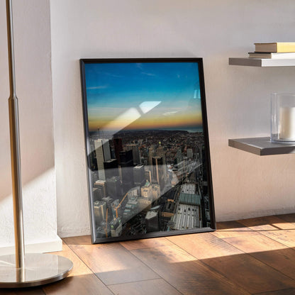 Vibrant City Sunset Art Print Wall Decor | Vertical - Throttle Designs