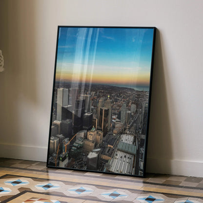 Vibrant City Sunset Art Print Wall Decor | Vertical - Throttle Designs
