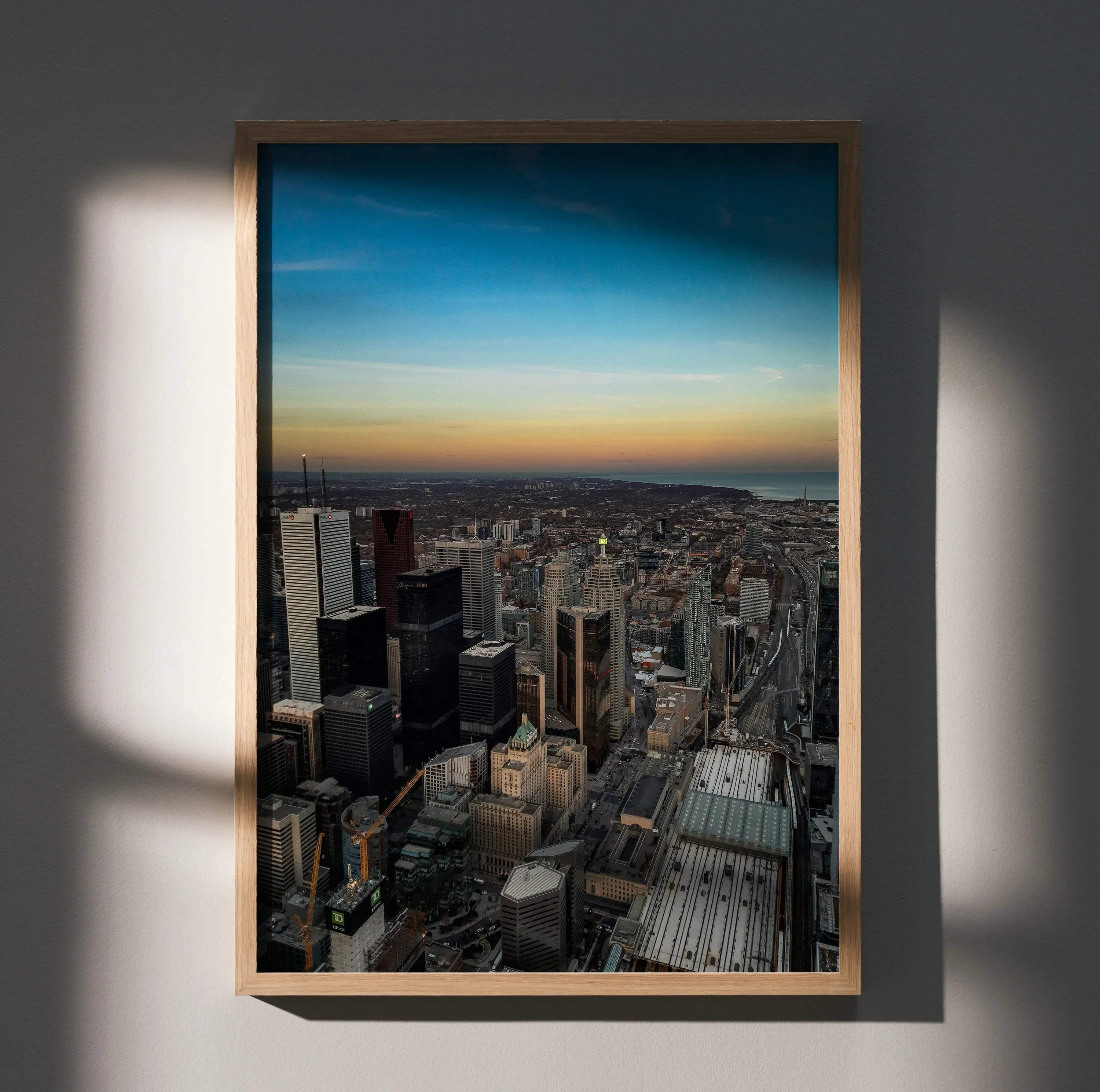 Vibrant City Sunset Art Print Wall Decor | Vertical - Throttle Designs