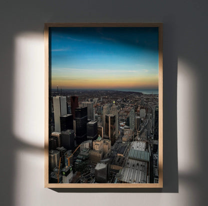 Vibrant City Sunset Art Print Wall Decor | Vertical - Throttle Designs