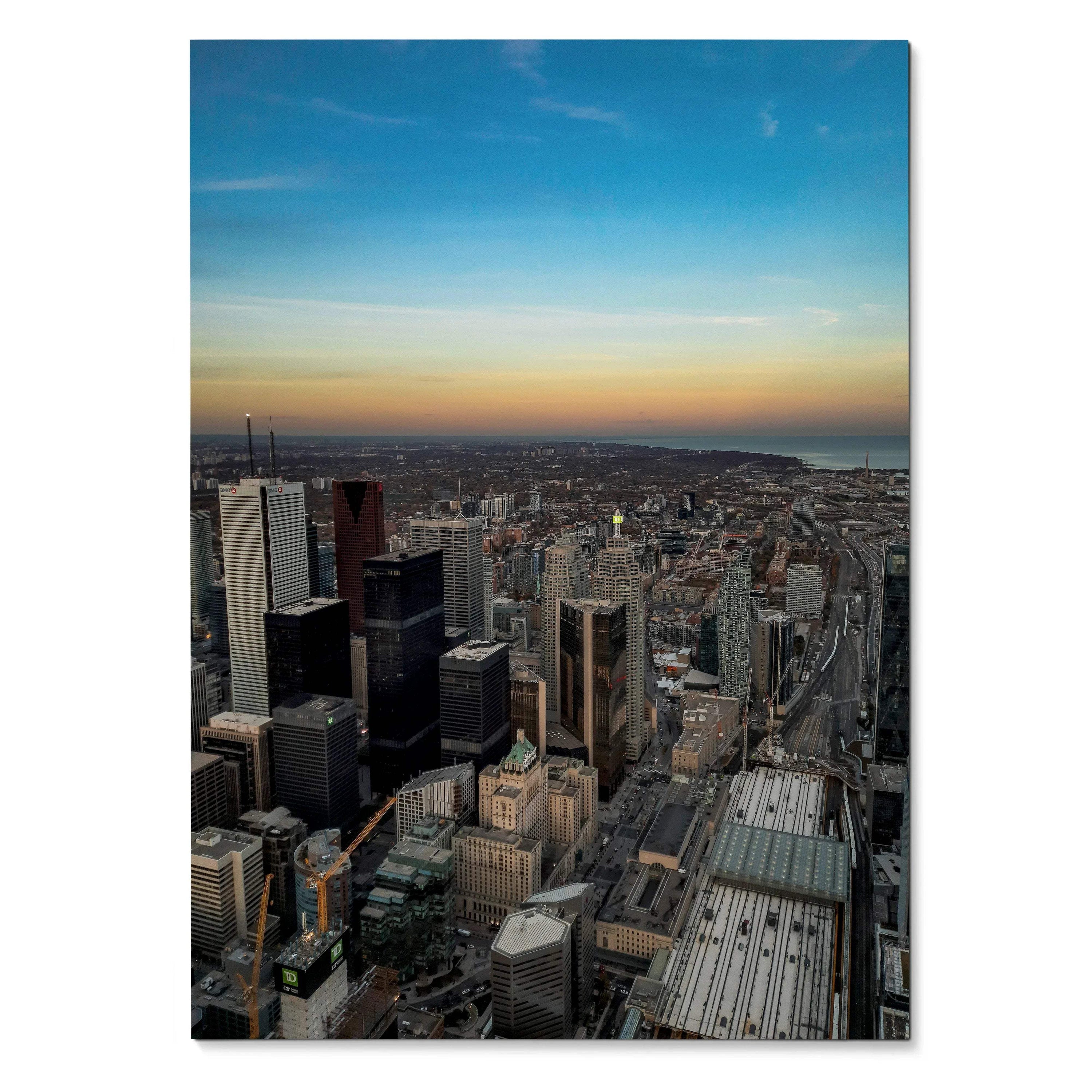 Vibrant City Sunset Art Print Wall Decor | Vertical - Throttle Designs