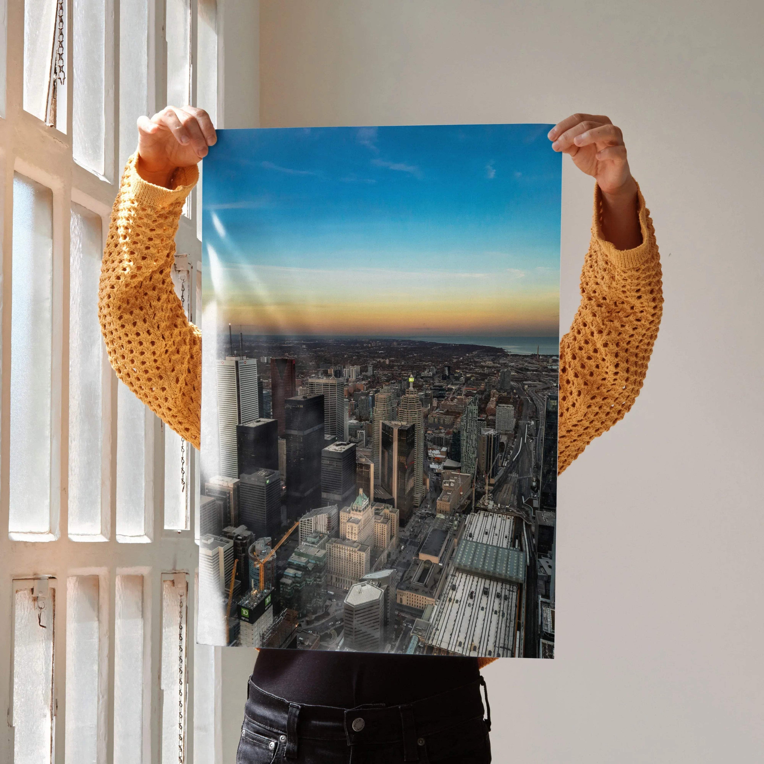 Vibrant City Sunset Art Print Wall Decor | Vertical - Throttle Designs