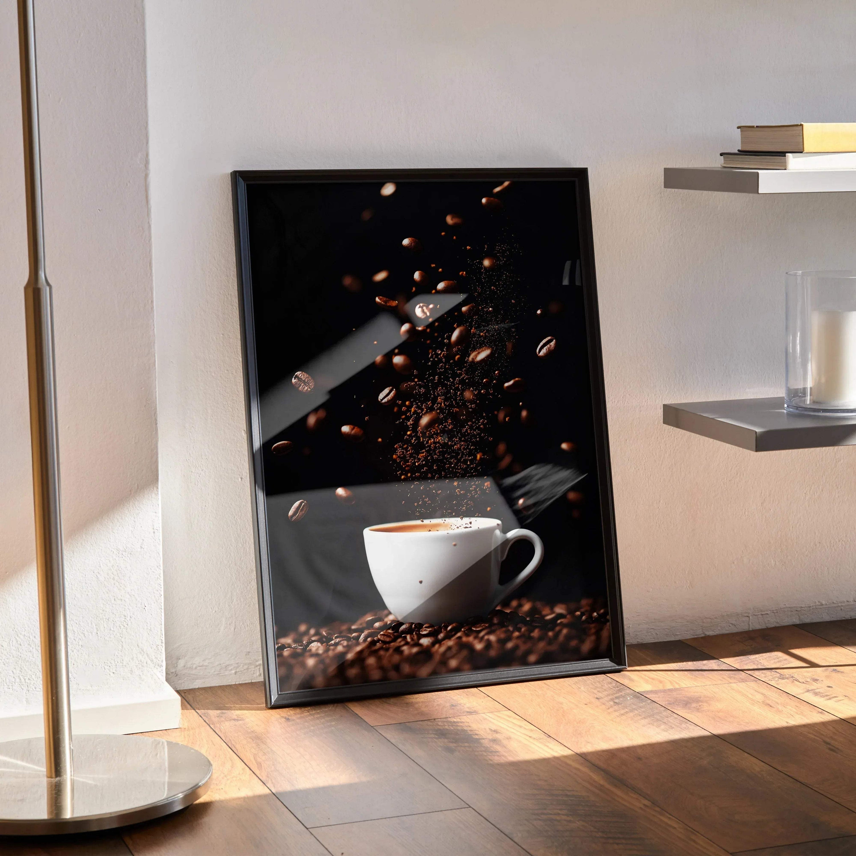 Coffee Lifestyle Wall Art Poster with Steaming Mugs | Vertical - Throttle Designs