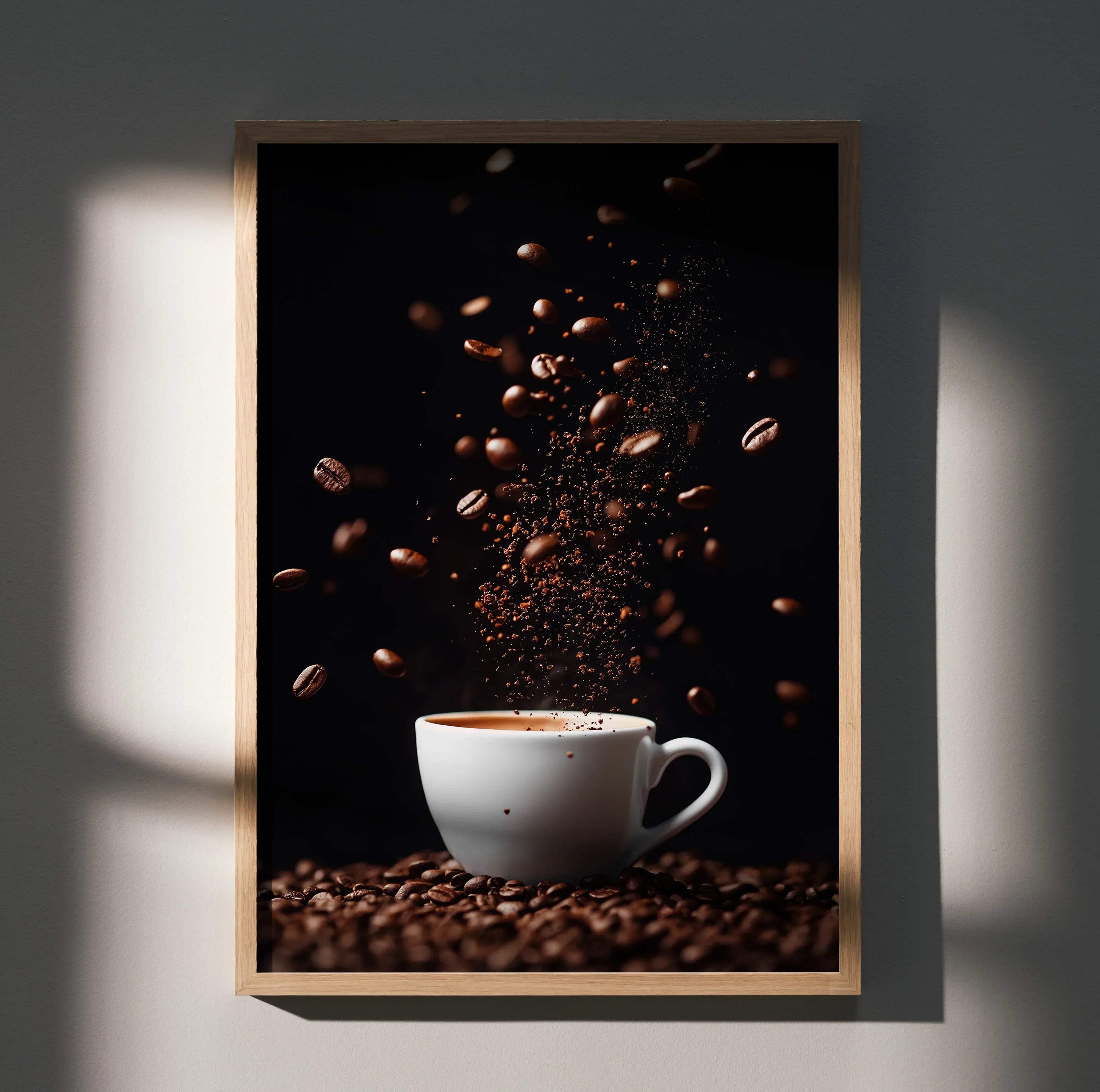 Coffee Lifestyle Wall Art Poster with Steaming Mugs | Vertical - Throttle Designs