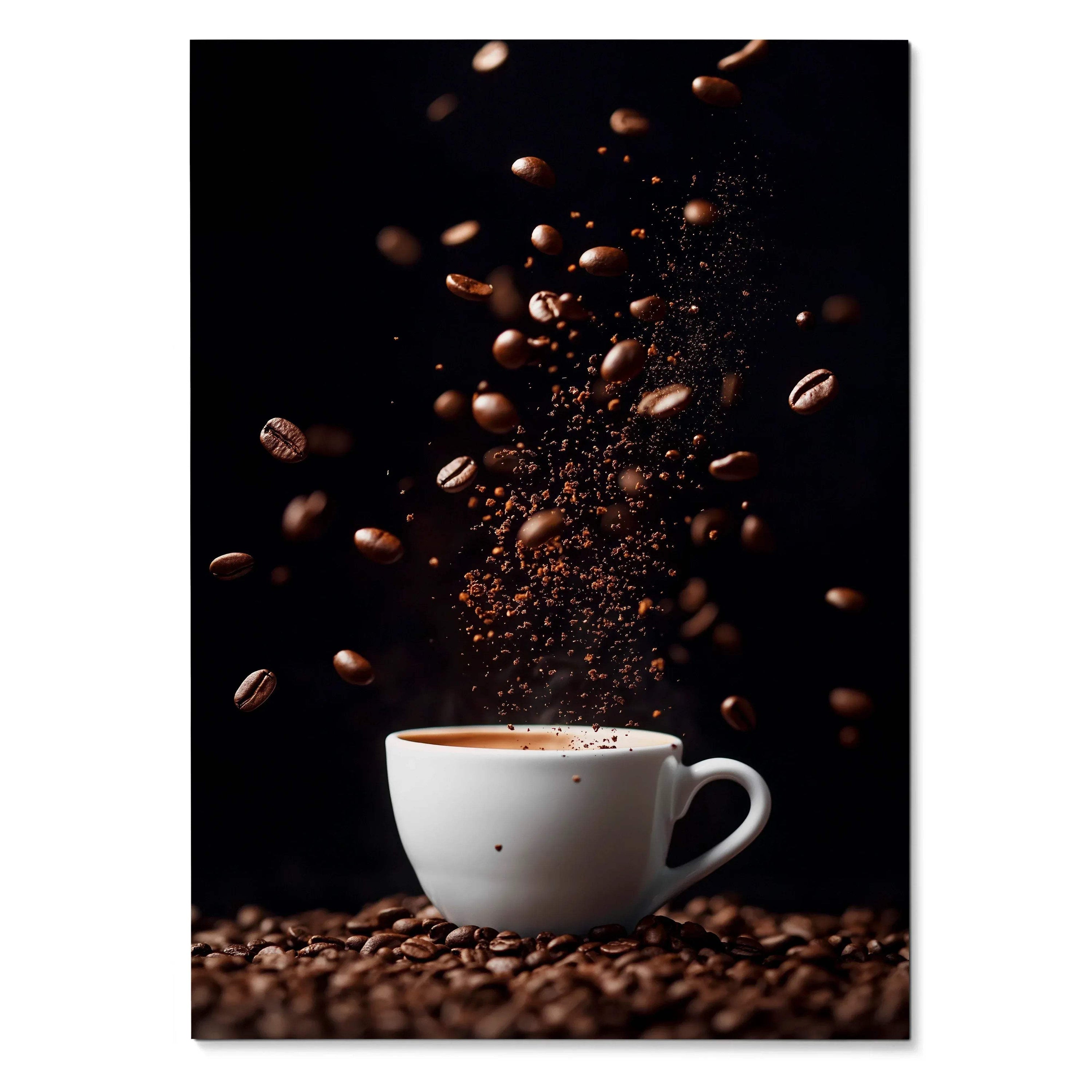 Coffee Lifestyle Wall Art Poster with Steaming Mugs | Vertical - Throttle Designs