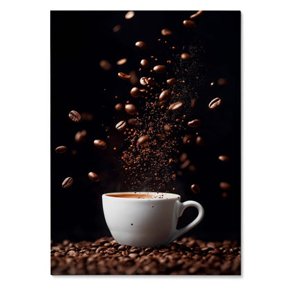 Coffee Lifestyle Wall Art Poster with Steaming Mugs | Vertical - Throttle Designs