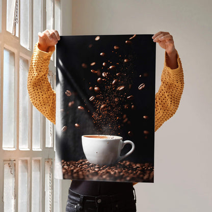 Coffee Lifestyle Wall Art Poster with Steaming Mugs | Vertical - Throttle Designs