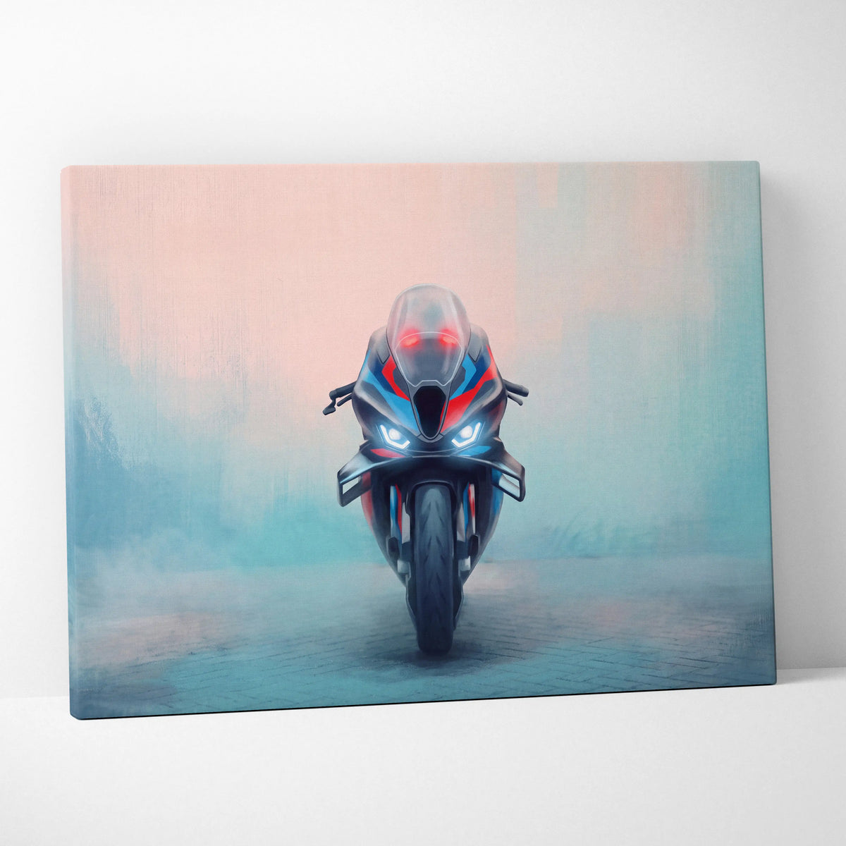 BMW M1000RR Inspired Sport Bike Wall Art, Carbon Winglet Superbike Print and Modern Garage Decor