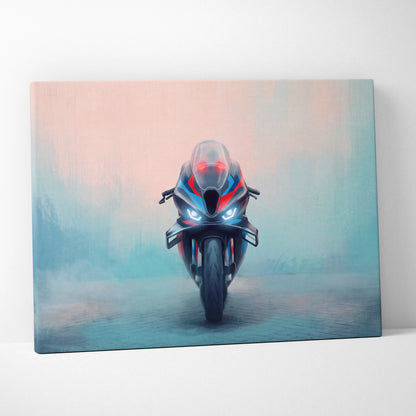 BMW M1000RR Inspired Sport Bike Wall Art, Carbon Winglet Superbike Print and Modern Garage Decor