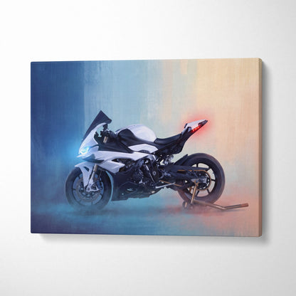BMW S1000RR Inspired Motorcycle Wall Art, Monochromatic Track Print and Rider Gift