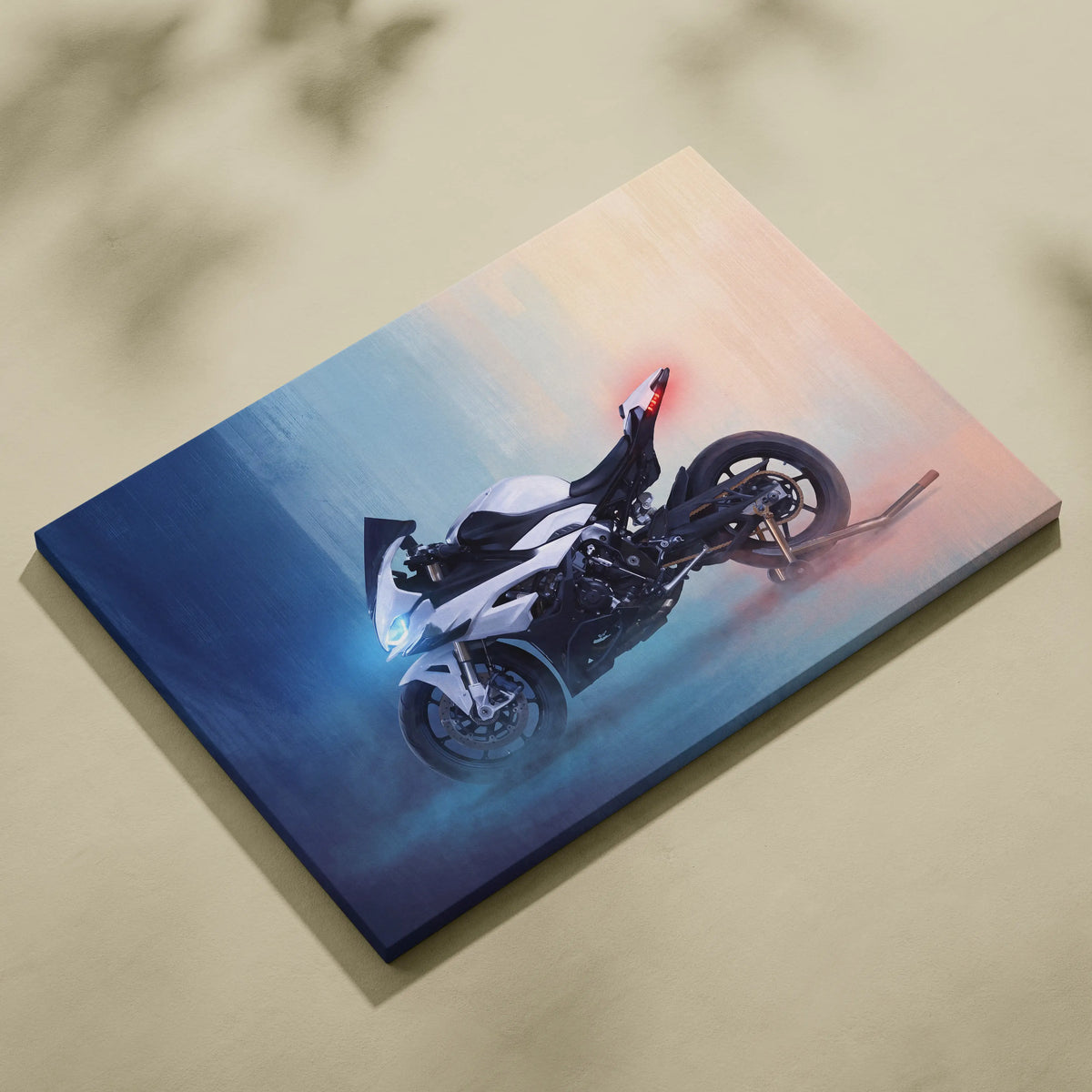 BMW S1000RR Inspired Motorcycle Wall Art, Monochromatic Track Print and Rider Gift