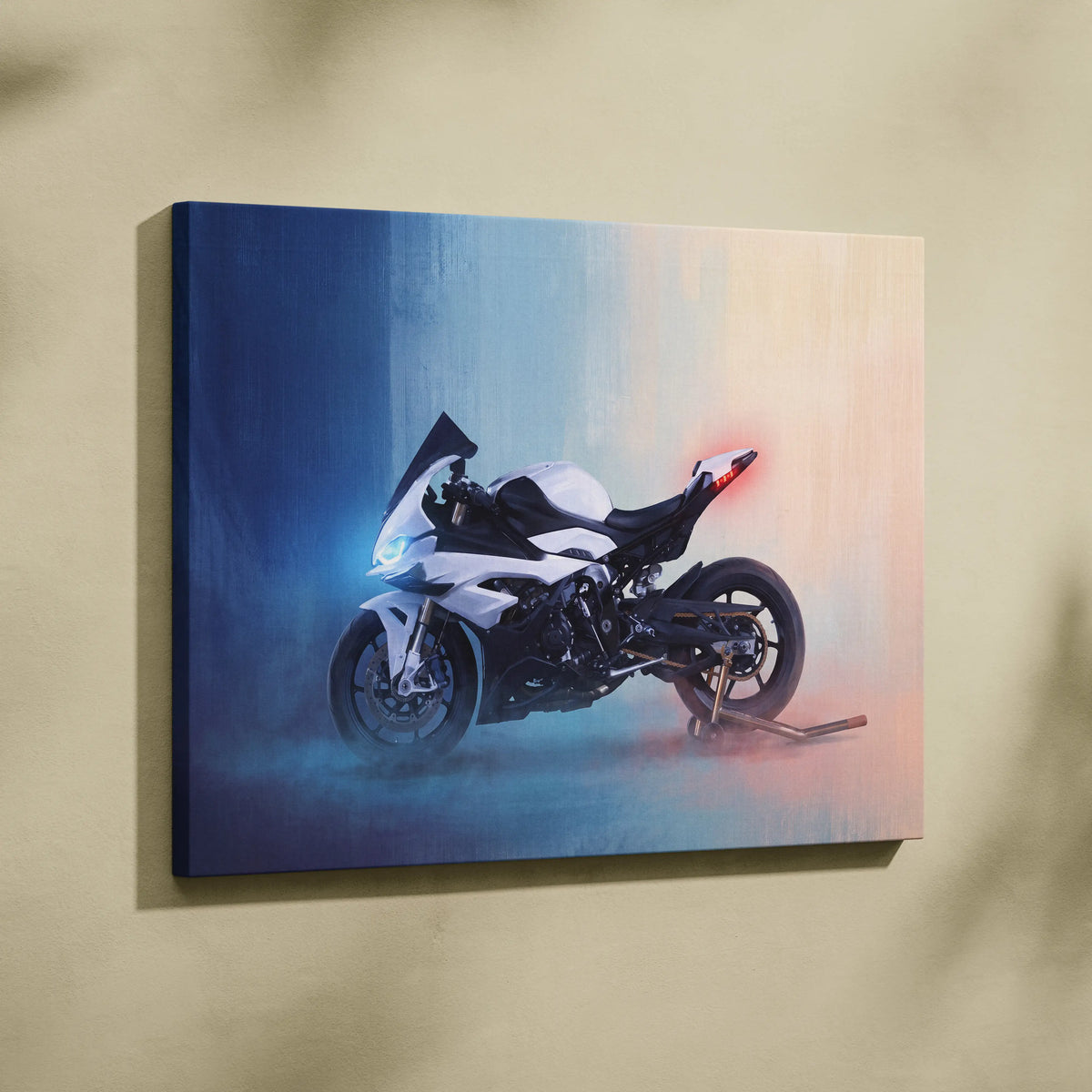 BMW S1000RR Inspired Motorcycle Wall Art, Monochromatic Track Print and Rider Gift