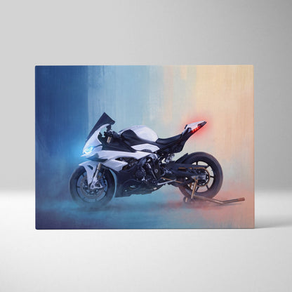 BMW S1000RR Inspired Motorcycle Wall Art, Monochromatic Track Print and Rider Gift