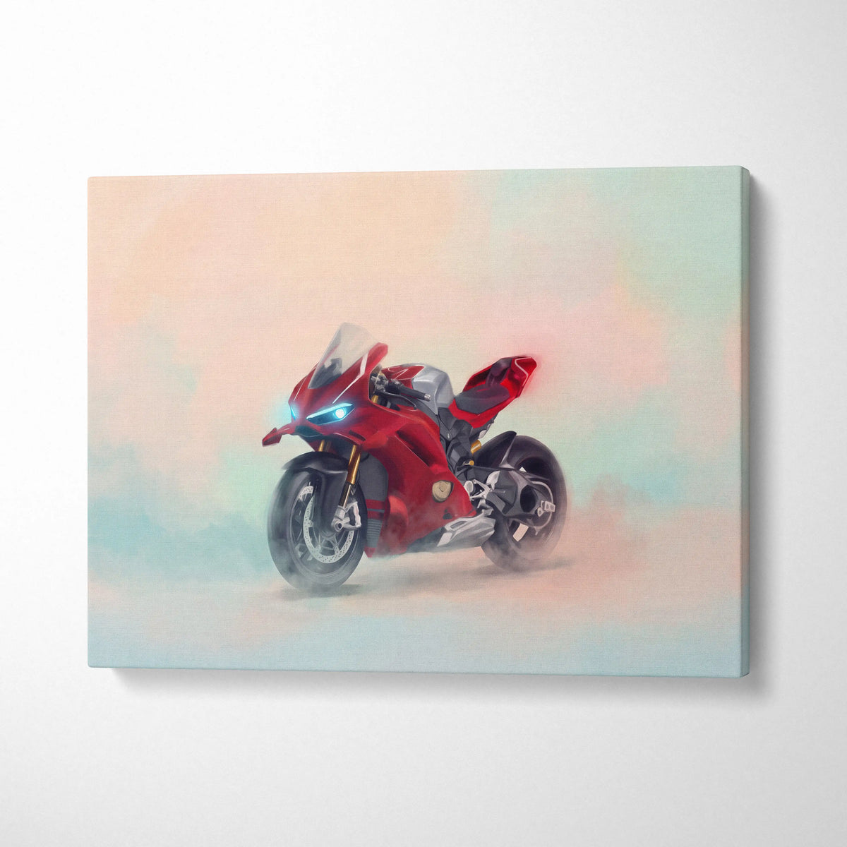 Ducati Panigale V4S Inspired Supersport Wall Art, Red Superbike Canvas and Motorcycle Gift