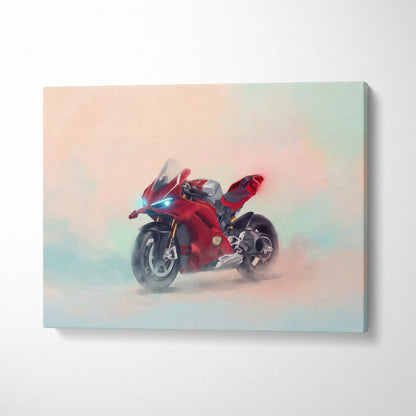 Ducati Panigale V4S Inspired Supersport Wall Art, Red Superbike Canvas and Motorcycle Gift