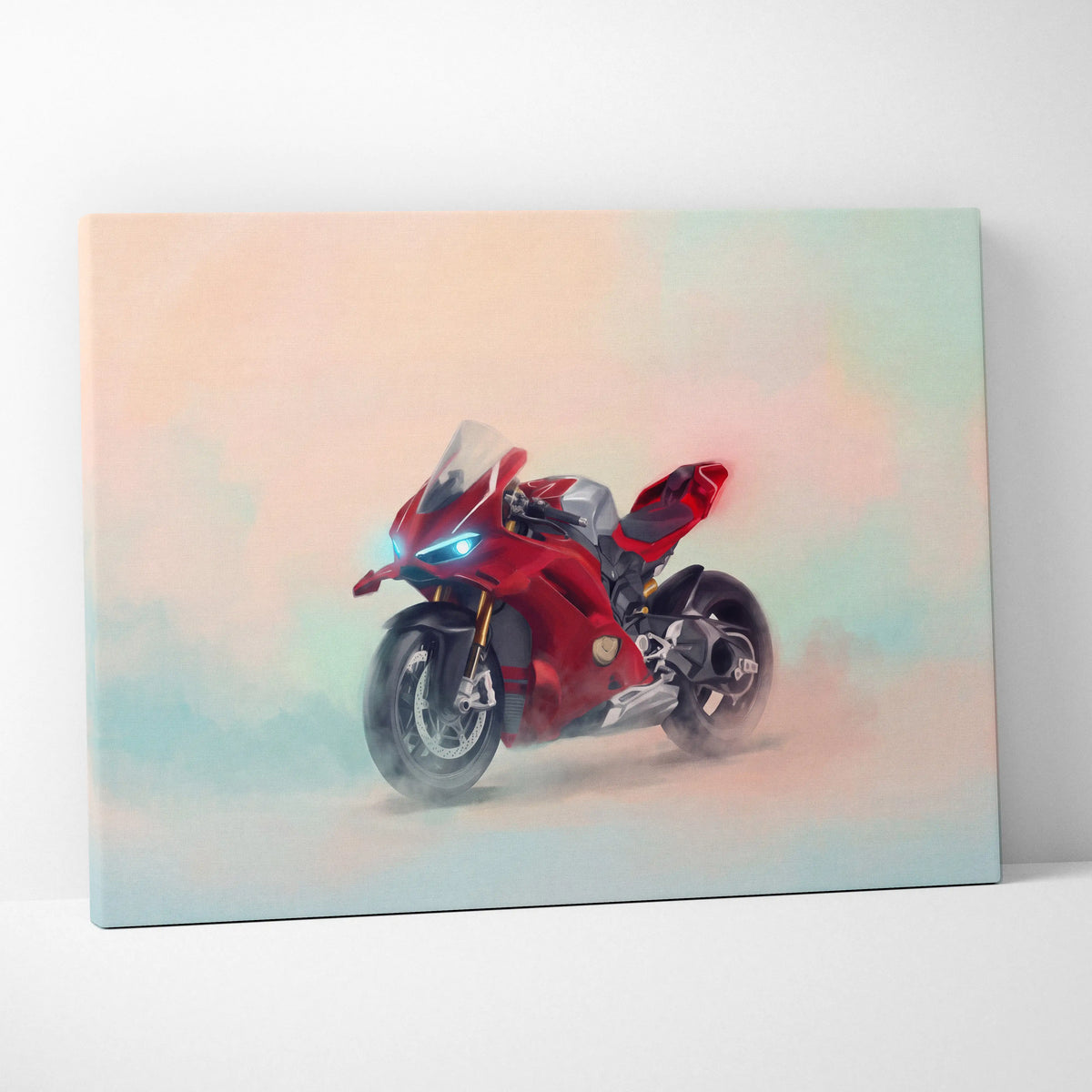 Ducati Panigale V4S Inspired Supersport Wall Art, Red Superbike Canvas and Motorcycle Gift