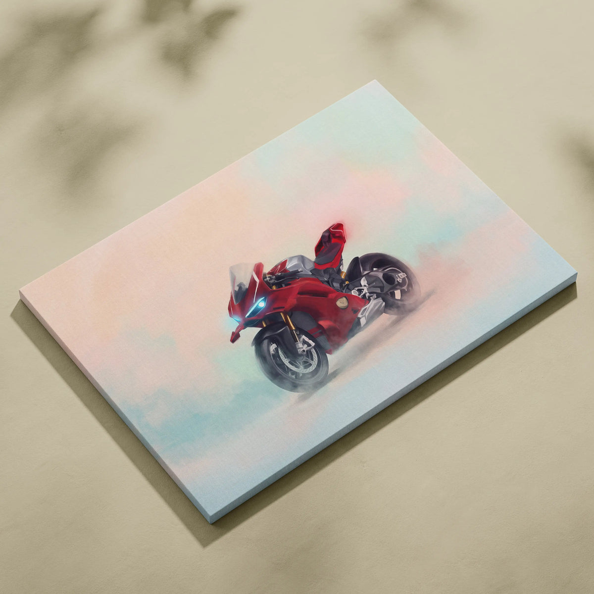Ducati Panigale V4S Inspired Supersport Wall Art, Red Superbike Canvas and Motorcycle Gift