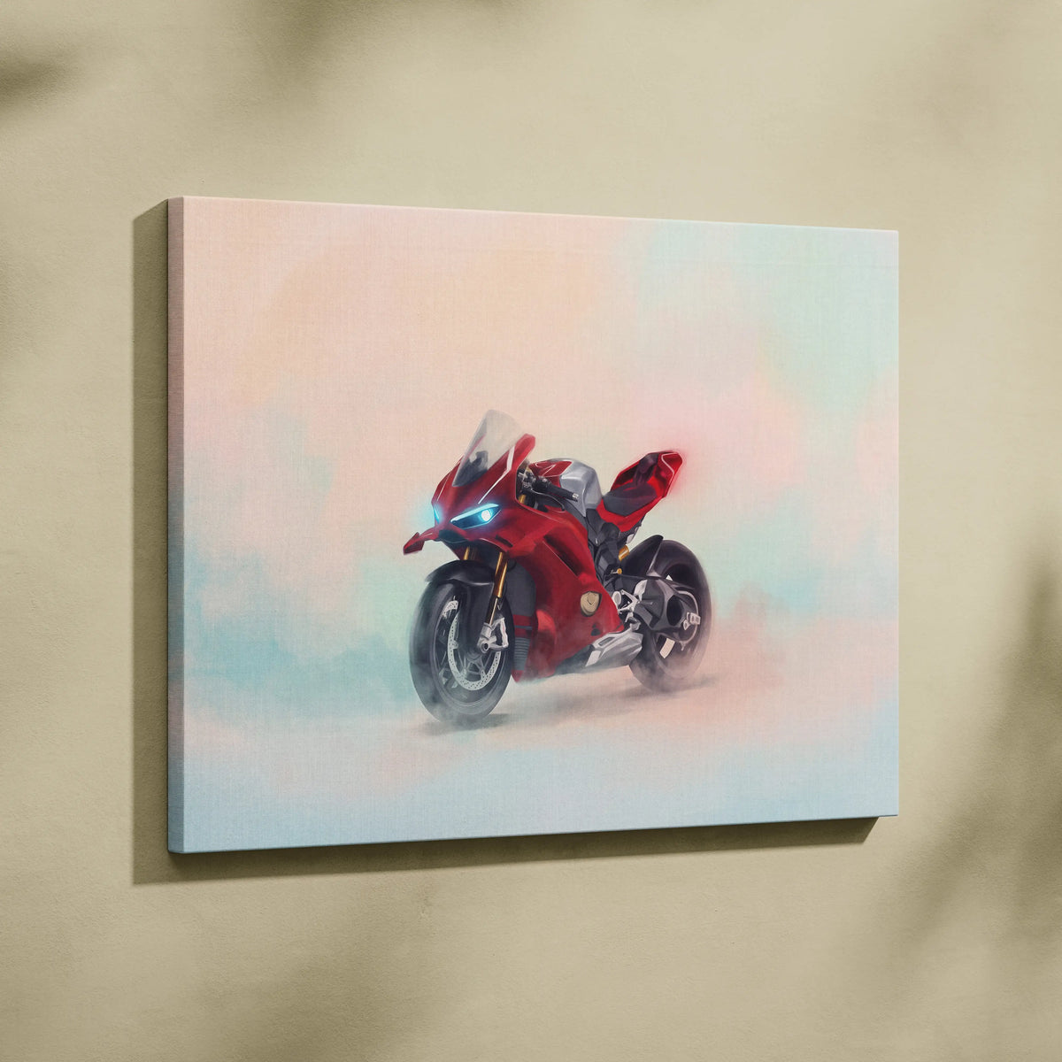 Ducati Panigale V4S Inspired Supersport Wall Art, Red Superbike Canvas and Motorcycle Gift
