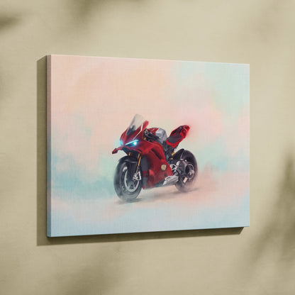 Ducati Panigale V4S Inspired Supersport Wall Art, Red Superbike Canvas and Motorcycle Gift