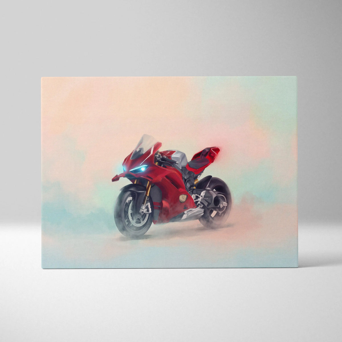 Ducati Panigale V4S Inspired Supersport Wall Art, Red Superbike Canvas and Motorcycle Gift