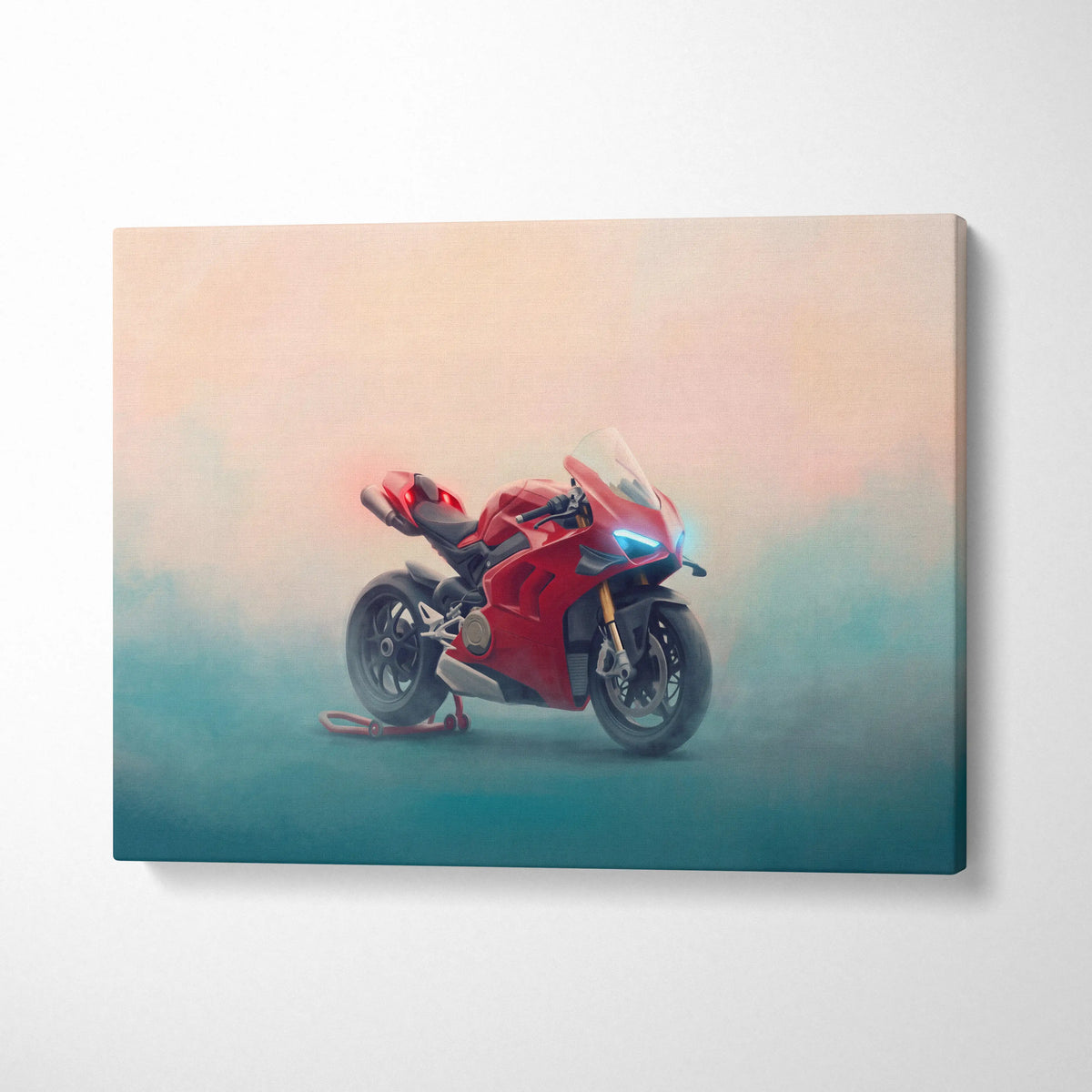 Ducati Panigale V4S Inspired Motorcycle Wall Art, Italian Superbike Print and Garage Decor