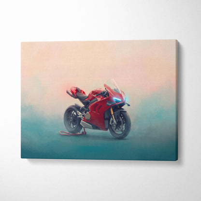 Ducati Panigale V4S Inspired Motorcycle Wall Art, Italian Superbike Print and Garage Decor